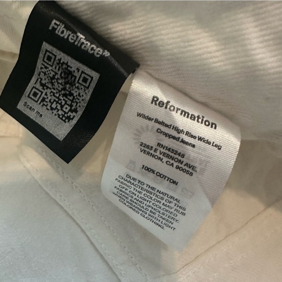 Reformation Jeans White Denim Wilder High Rise Wide Leg Cotton Size 28 - Picture 6 of 7